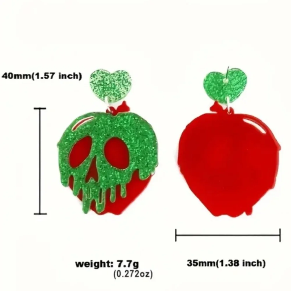NWT! Disney Snow White Poison Apple Acrylic Pierced Dangle Earrings!